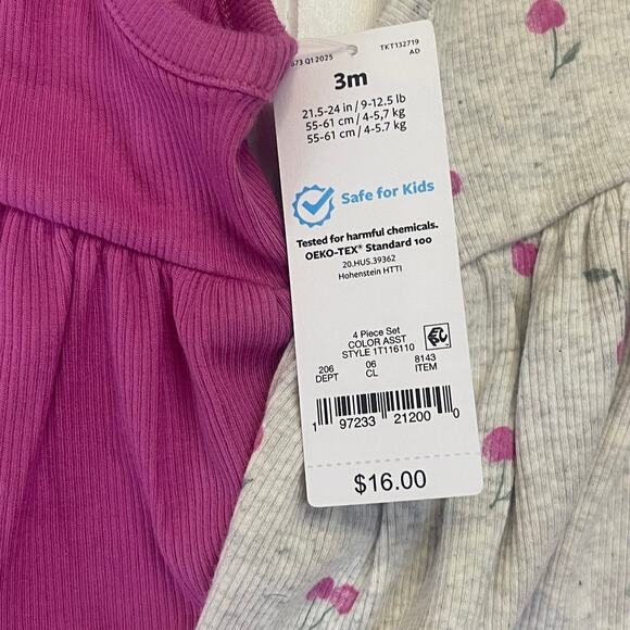 NWT Carters 4 Piece Sets Interchangeable Matching Twins Baby Girls 3 Months - Picture 2 of 3